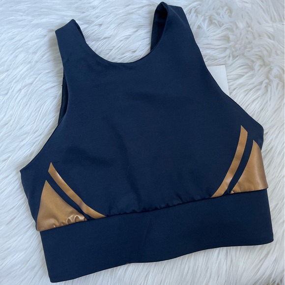 Heroine Sport Navy & Gold Sports Bra Athletic Top - Picture 5 of 6